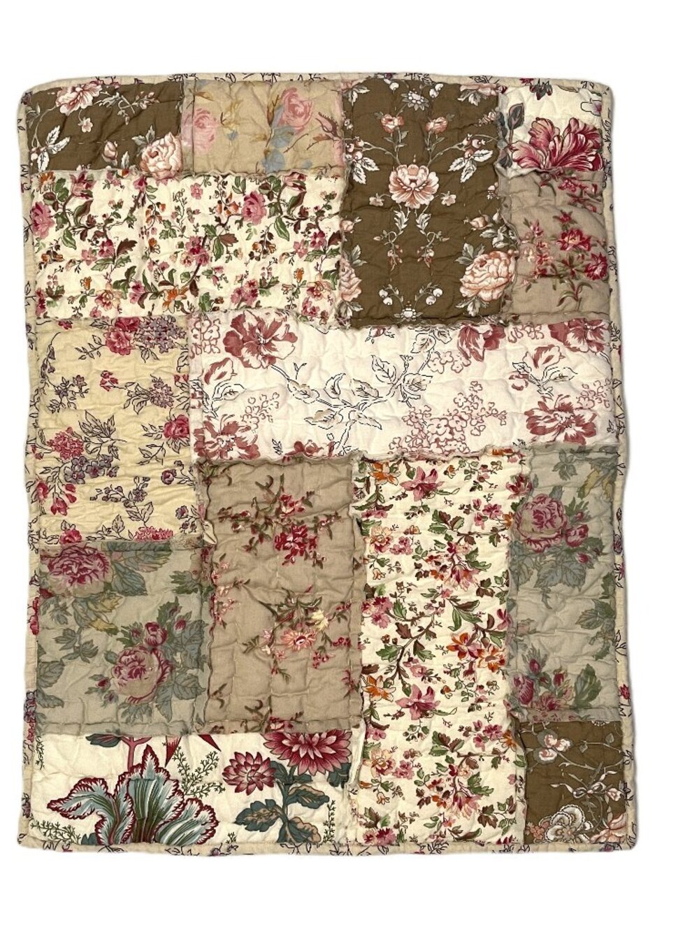 Pottery Barn Patchwork Pillow Sham Standard 100% Cotton Cottage Floral Quilted